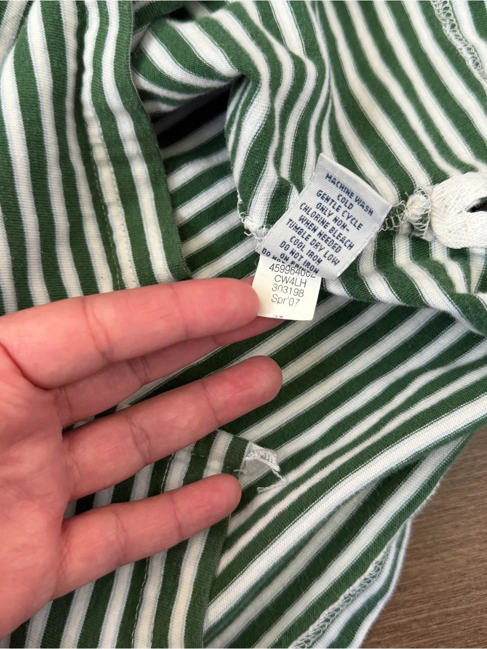 Y2K Old Navy Youth Short Sleeve Green & White Striped Polo Tee Size Small